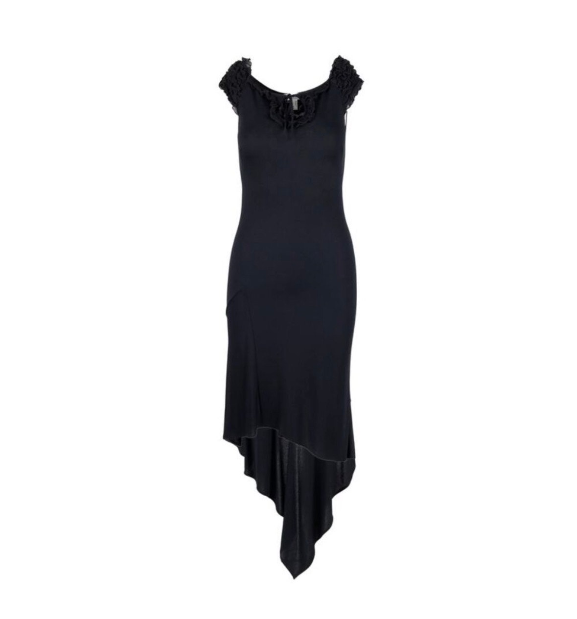 Moschino Cheap & Chic Vintage Y2k Black High Low Dress Ruffles Size 40 It